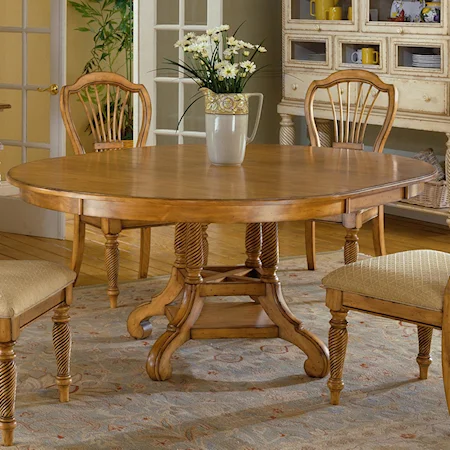 Round Two-Tone Leaf Dining Table